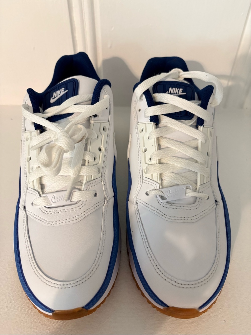 Nike Air Max White & Navy Low-Top Sneakers with Gum Outsole